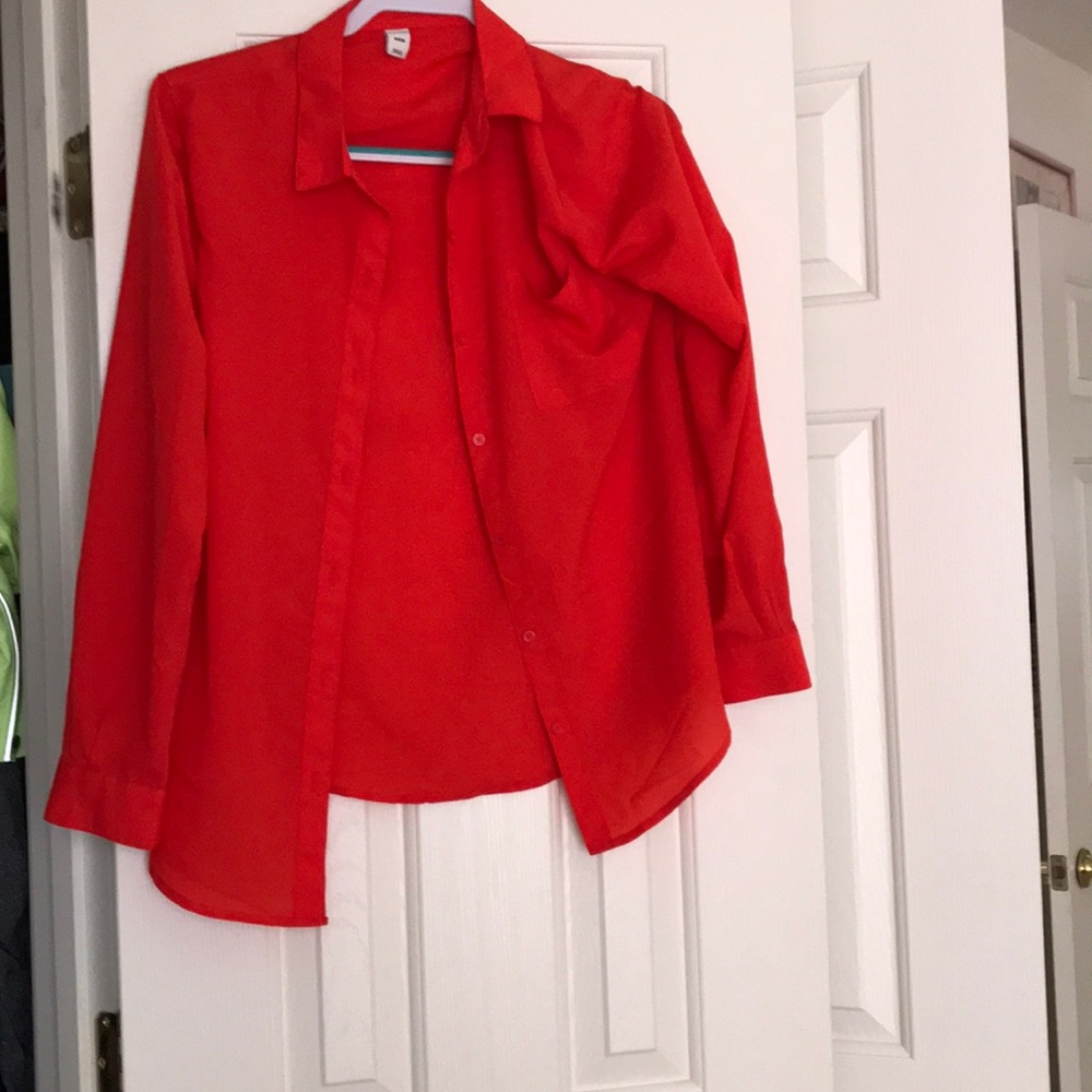 Old Navy Orange Long-Sleeve Blouse